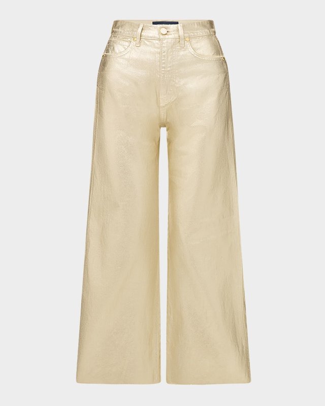 Taylor Metallic High-Rise Wide-Leg Cropped Jeans